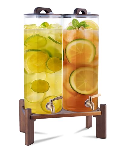 2PCS 2.2 Gallon Drink Dispenser,Glass Water Dispenser with Stand,Beverage Dispenser with Stainless Steel Spigot,Drink Disp...