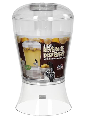 CreativeWare 3 Gallon Beverage Dispenser with Base Ice Cylinder Sleeve
