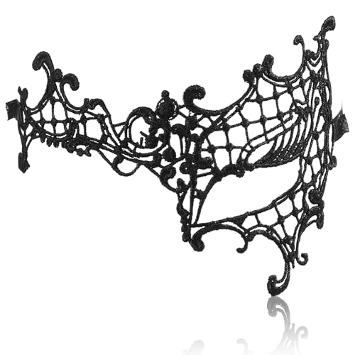 Quilax Masquerade Mask for Women, Lace Half Face Mask Masquerade Dress Accessories, Black Eye Masks Costume Carnival Mardi...