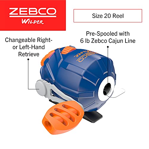 Zebco Wilder Fishing Reel and Rod Combo, 4'3" Durable Fiberglass Rod with Built-In Carabiner, Patented No-Tangle Reel, Pr...