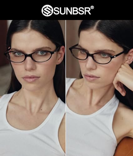 SUNBSR Retro Oval Glasses for Women Men Vintage Oval 90s Blue Light Glasses Y2K Small Face Fake Eyeglasses