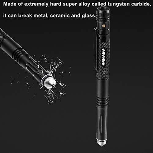 The Most Loaded 6-in-1 Tactical Pen: Solves Other Brands' Weaknesses,Self Defense Tip + Flashlight + Ballpoint + Bottle Op...