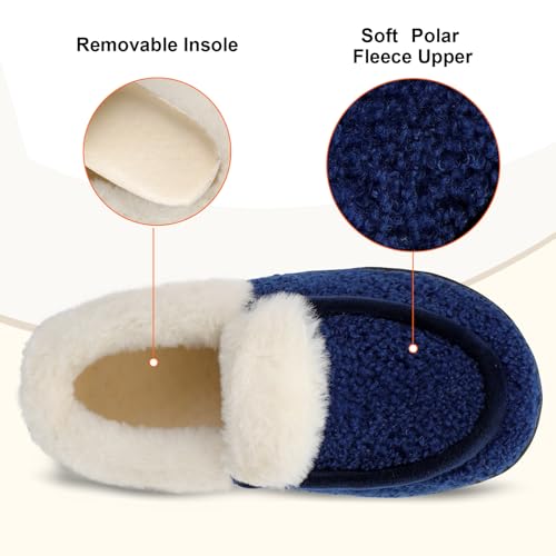 BARERUN Womens Slippers Fuzzy Collar Slipper Boots for Women Wide Toe House Shoes Moccasin Camping Travel Slippers with Ha...