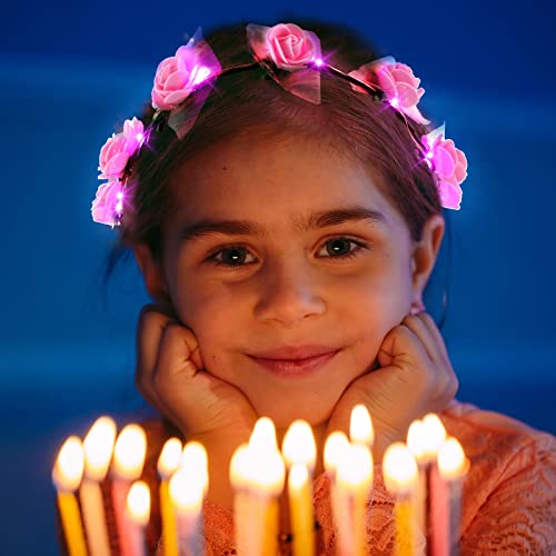 Chumia 50 Pcs LED Flower Crowns Headbands Light up Flower Wreath Garlands Glow in the Dark Floral Headpiece Hair Accessori...