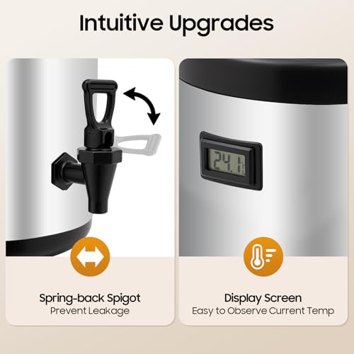 XEJMEOO Stainless Steel Insulated Beverage Dispenser, Insulated Thermal Hot and Cold Beverage Dispenser with Spigot 3.17Ga...