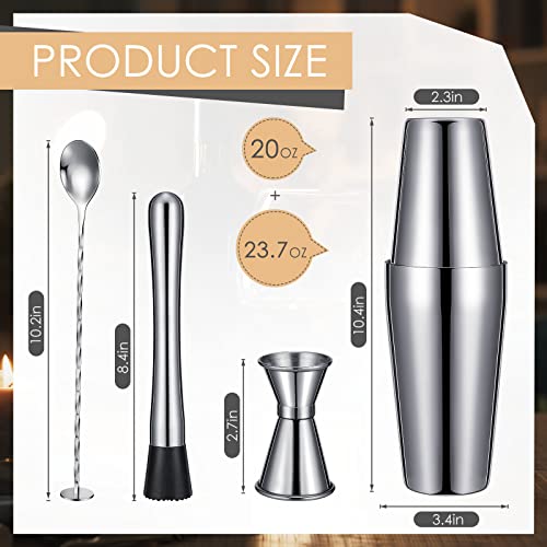 Tessco for You Cocktail Shaker Set, 16 Pcs Stainless Steel Bar Set Including Boston Shaker, Muddler, Double Measuring Jigg...