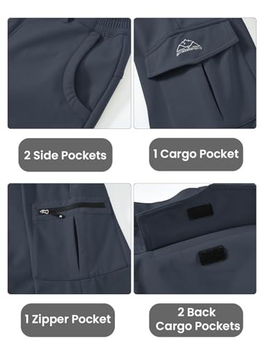 TBMPOY Men's Snow Ski Fleece Lined Hiking Pants Waterproof Winter Snowboard Warm Outdoor Insulated Pants Windproof