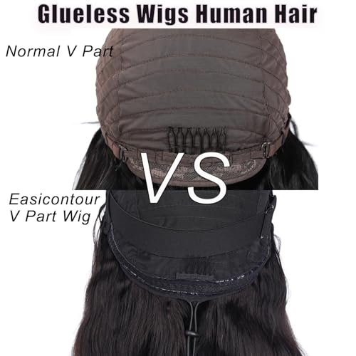 V Part Wig Human Hair Body Wave Upgrade Glueless Wigs Human Hair U part Vpart Human Hair Wig Beginner Friendly Real Hair wigs for Women 180% Density 20inch 1b-30