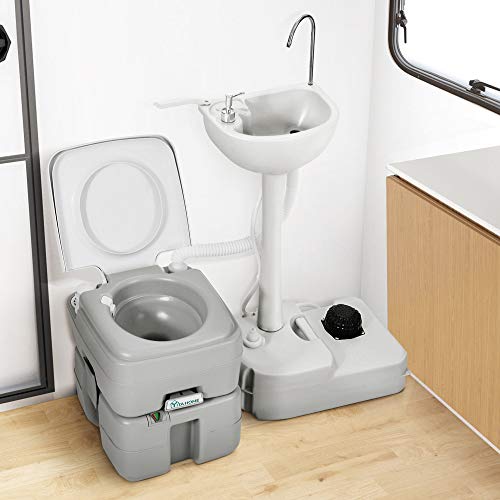 YITAHOME Portable Sink and Toilet, 17 L Hand Washing Station & 5.3 Gallon Flush Potty,for Outdoor,Camping, RV, Boat, Campe...