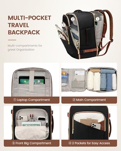 LOVEVOOK 50L Travel Backpack for Women&Men,TSA Carry on Backpack for Airplanes with 3 Packing Cubes,Personal Item Bag Fit ...