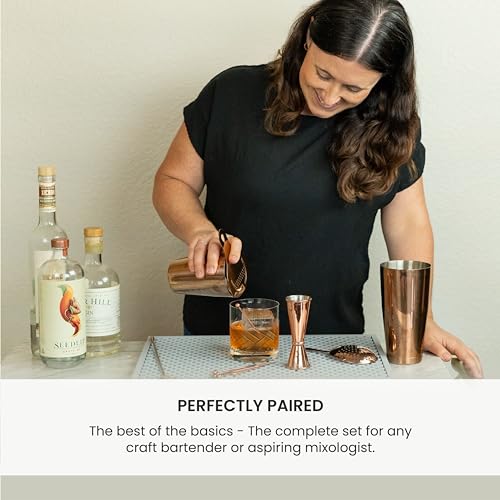 A Bar Above 14-Piece Gold Bartender Kit, Premium Gold-Plated Stainless Steel Barware Gift Set for Home and Professional Us...