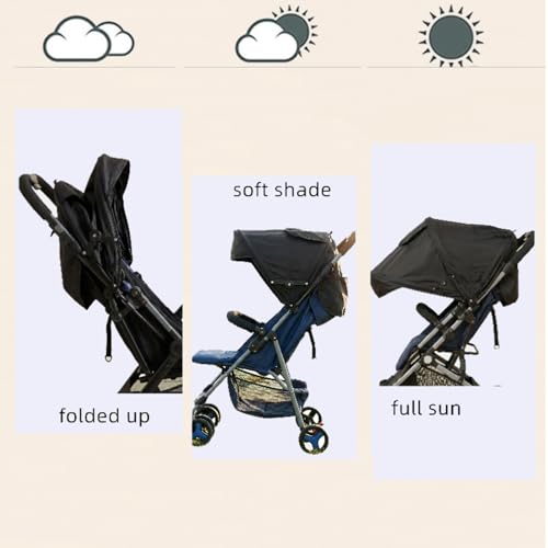 Baby Stroller Sun Shade Cover Stroller Sun Canopy Awning for Pram Pushchair Buggy Parasol Sun Umbrella with Pockets Mesh W...