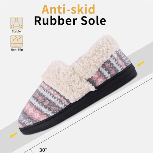 Evshine Women's Fuzzy Memory Foam Slippers, Closed Back Knit Bedroom Slippers, Slip-On Warm House Shoes for Indoor & Outdo...
