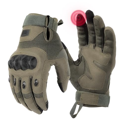 KEMIMOTO Tactical Gloves for Men, Touchscreen Motorcycle Gloves with Hard Shell & Palm Padding for Sports Motorcycle Cycli...
