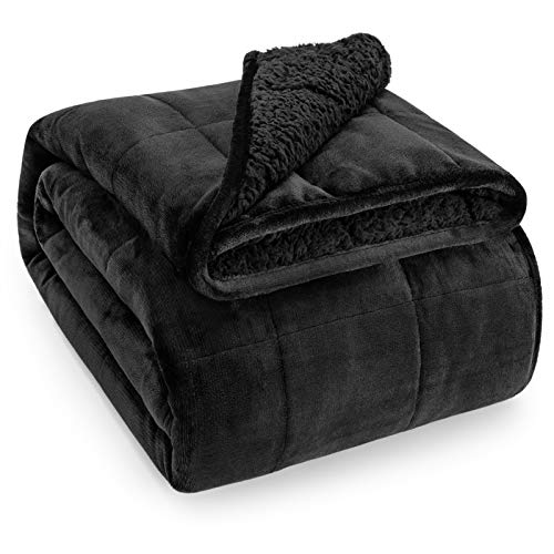 Wemore Sherpa Fleece Weighted Blanket for Adult 15 lbs Dual Sided Cozy Fluffy Heavy Blanket,Ultra Fuzzy Throw Blanket with...