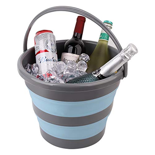 2 Pack Collapsible Plastic Bucket with 2.6 Gallon (10L) Each, Foldable Round Tub for House Cleaning, Space Saving Outdoor ...