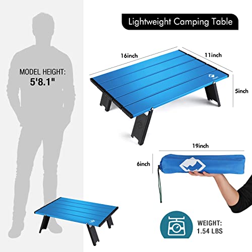 VILLEY Low Beach Chair, High Back Folding Beach Chair for Adults Portable Mini Folding Beach Table, Ultralight Aluminum Si...