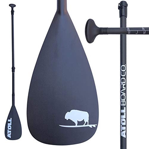 Atoll ISUP Carbon Fiber Paddle Board Paddle, 100 Percent, 3 Piece Adjustable Sup Board Travel Paddle with Carbon Fiber Blade
