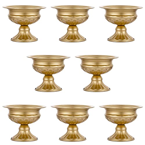 QUTUNI 8Pcs Gold Vases for Centerpieces, 4.72in Centerpieces for Table Mini Sized Flower Arrangement Metal Urn Planter for...