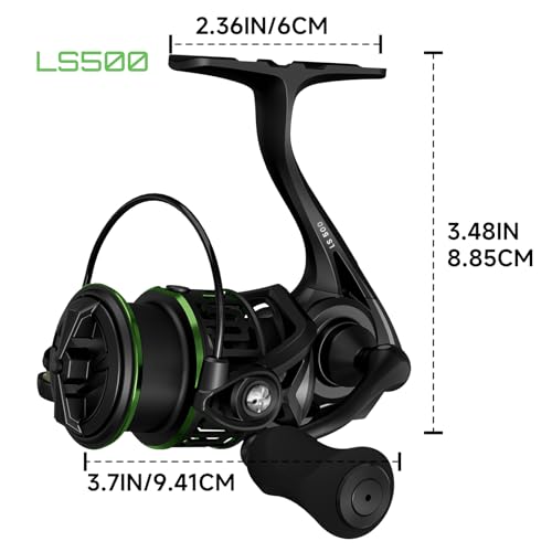 TEBEN LS Lightweight Spinning Reel 500-1000 Series, 3.8oz Ultralight Carbon Fiber Frame, 5+1 BB, 5.2:1 Gear Ratio, 6.6LBs ...