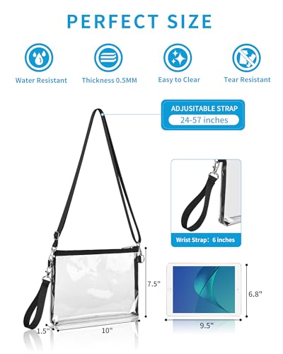 Bagenius Clear Purse Stadium Approved, Clear Bag with Removable Straps, Coin Purse for Work Stadium Events and Concert