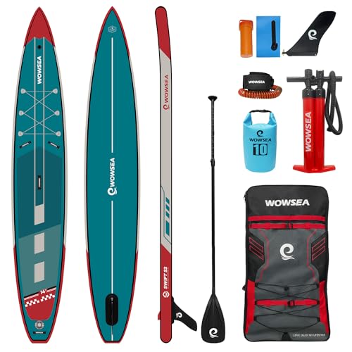 WOWSEA Swift S2 Inflatable Paddle Board, Exploring and Stable SUP Board, Sport & Racing Paddle Board with Action Camera Mo...