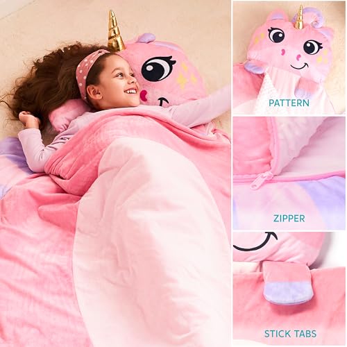 JOIEDOMI Kids Sleeping Bag 4 5 6 Year Old Girl Gifts Toddler Nap Mat with Pillow & Blanket 60" x 39" for Kids Ages 3+ Soft...