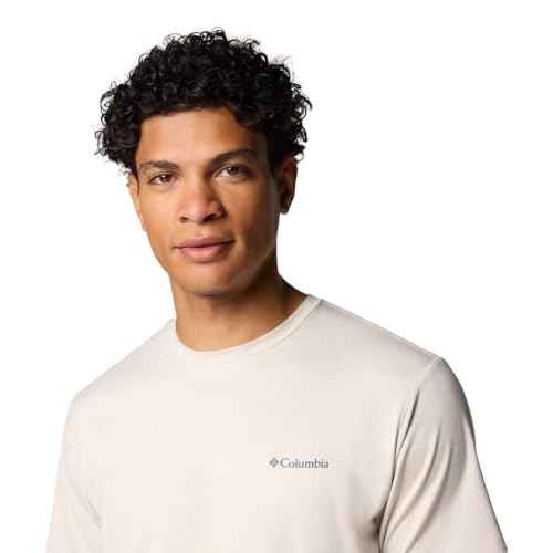Columbia Men's Kwick Hike Back Graphic Short Sleeve Tee, Dark Stone Heather/Linear View Multi, X-Large