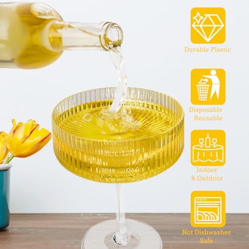10OZ Plastic Martini Glasses, Set Of 12 - Shatterproof&Reusable Cocktail Glasses With Classic Design, Perfect For Home Us...