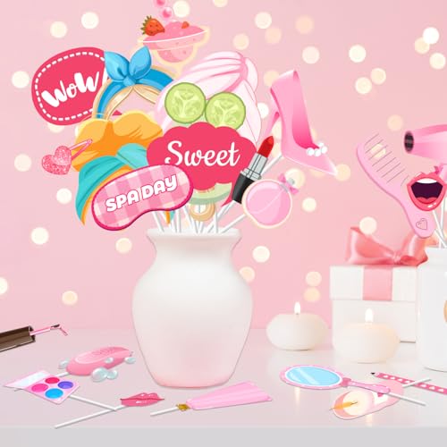 Spa Photo Booth Props, 26 Pcs Spa Day Photo Booth Props, Spa Party Photo Booth Props & Makeup Photo Booth Props for Makeup...