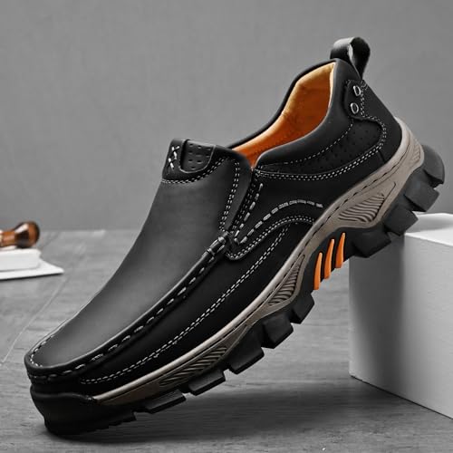Vcmoon Men's Slip-On Loafers Comfortable Leather Casual Walking Shoes for Work Office Dress Outdoor