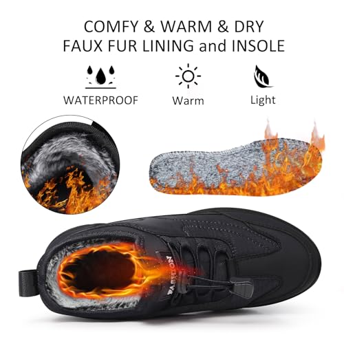 TEMOFON Snow Boots for Women Winter: Waterproof Slip On Fur Warm Snow Boots - Comfortable Walking Ankle Winter Outdoor Sho...