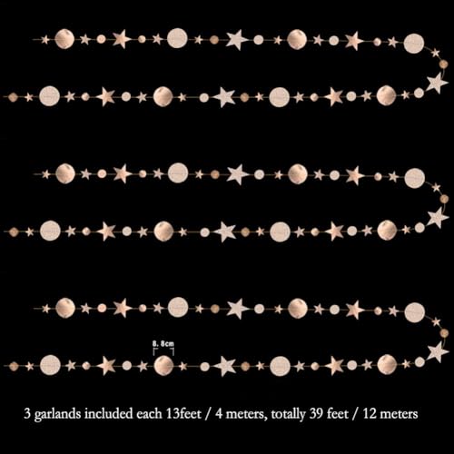 Decor365 Twinkle Star Garlands Champagne Gold Party Decorations Stars Banner Ceiling Hanging Decor Streamer Backdrop for B...