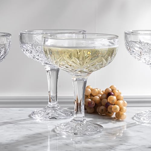 Godinger Champagne Glasses, Champagne Glass Set, Coupes Barware Martini Glasses - Set of 4, 6oz., Dublin Crystal Collection