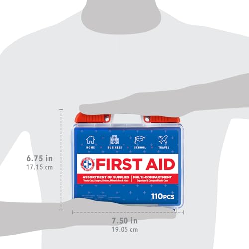 Be Smart Get Prepared 110 pc First Aid Kit: Clean, Treat, Protect Minor Cuts, Home, Office, Car, School, Business, Travel,...