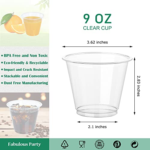 9 Oz Clear Plastic Cups Disposable Cups 9 Oz Plastic Cups, Crystal Clear PET Plastic Wine Glasses, Plastic Party Cups for ...