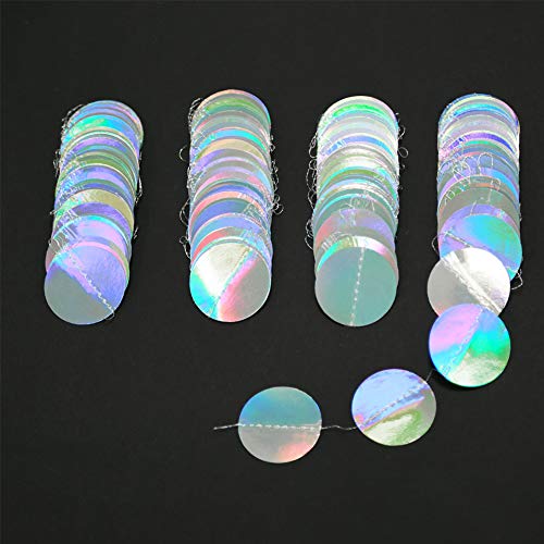 Cheerland Iridescent Party Decorations Holographic Circle Garlands Disco Theme Birthday Decorations Bachelorette Hanging S...