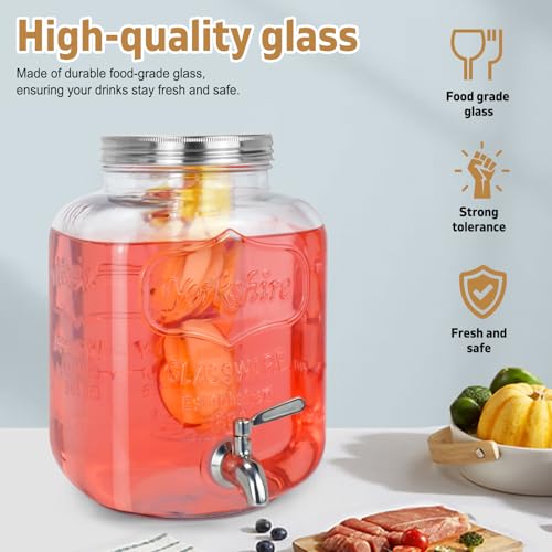 DD&HAPP Gallon Glass Drink Dispensers For Parties 2PACK.1.5Gallon Beverage Dispenser,Glass Drink Dispenser With Stand And ...