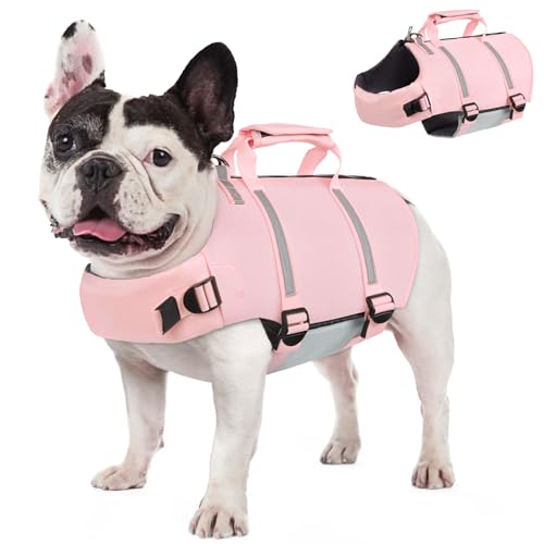 AOFITEE Dog Life Jacket High Flotation, Dog Life Vest for Swimming, Reflective Small Dogs Swimsuit Lifejacket with Zipper ...