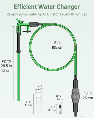Pawfly Aquarium Water Changer Kit, Fish Tank Siphon Vacuum Cleaner with 6 Feet Long Hose and Extendable Tubing Manual Aqua...