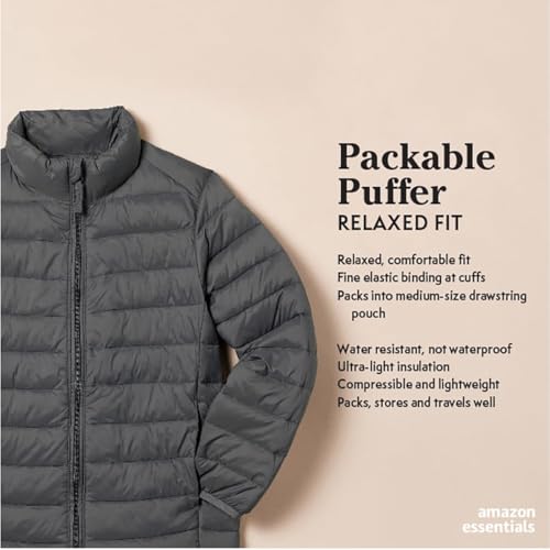 Amazon Essentials Boys and Toddlers' Lightweight Water-Resistant Packable Puffer Jacket