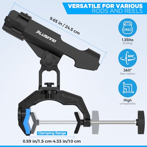 PLUSINNO 1/2/4 Pack Fishing Rod Holders for Boat, Fishing Rod Holder with Enlarge Clamp, Innovative Dual-V Shaped Design, ...