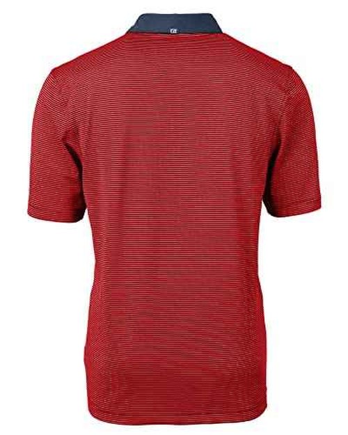 Cutter & Buck Virtue Eco Pique Micro Stripe Recycled Mens Big & Tall Polo, Red/Navy Blue