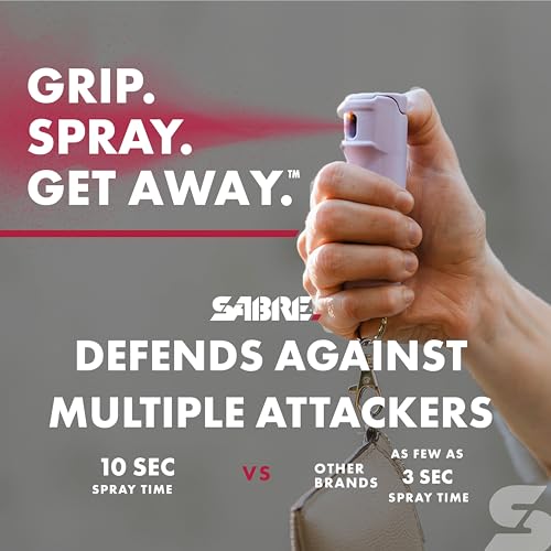 SABRE Pepper Spray & 2-in-1 Stun Gun with Flashlight, Self Defense Kit, Fast Flip Top Safety, Finger Grip for Better & Fas...