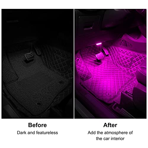 4Pcs Car LED Lights Interior Wireless, 7 Colors Interior Car Lights with 6 Bright LED Lamp Beads, Portable USB Rechargeabl...