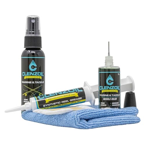 Clenzoil Marine & Tackle Reel Care Kit - with Fishing Reel Oil & Grease - All-in-One Cleaning Kit - for Freshwater & Saltw...