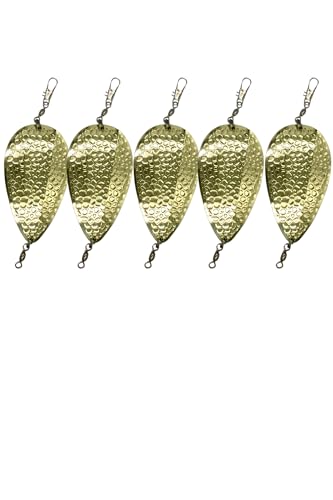 KOKOPROS Kokanee Salmon Jet Dodgers & Spring Hammered Jet Dodger 4 to 4.5 Inch – Steel Plated Metal Fishing Lures – 5-Pack...