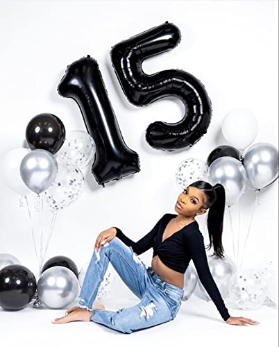 Number Balloons Black 1 Balloon for Birthday Party, One Happy Birthday Decorations, 40 Inch Large One Balloon for 1st Girl...