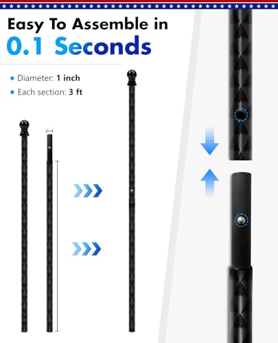 6FT Flag Pole For Outside House, Outdoor Flag Pole With Carbon Fiber, 2-Section Non-Wrapping Heavy Duty Design, Flagpoles ...