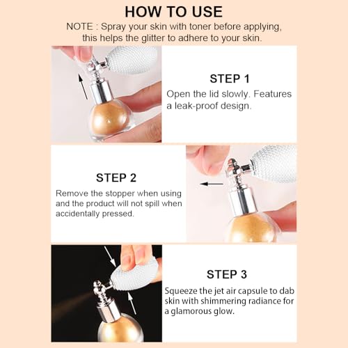 Bronze Highlighter Spray for Face and Body, Rich Color Loose Shimmer Powder Long Lasting Sparkly Spray High Gloss Makeup f...